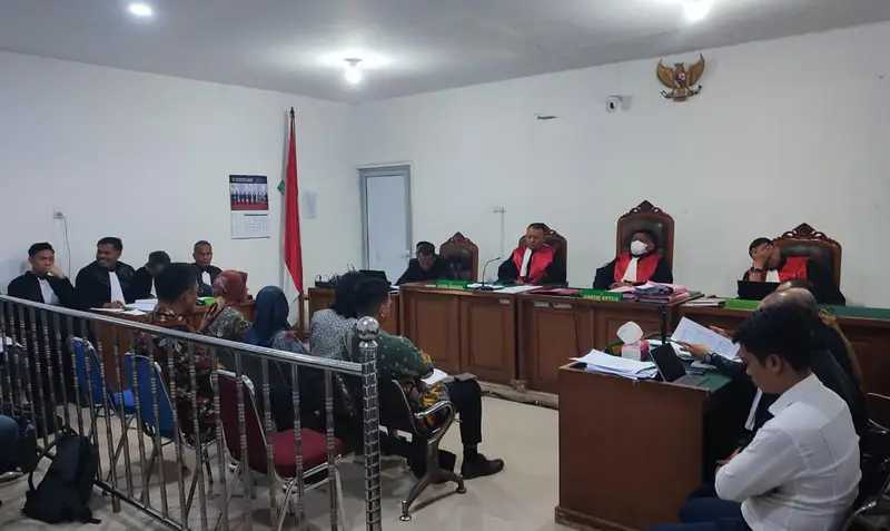 Sidang kasus skandal Korupsi KUR BRI berlangsung di PN Palembang, Selasa 23 Juni 2026.